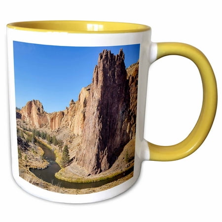 3dRose USA, Oregon, Smith Rock State Park, Crooked River - Two Tone Yellow Mug,