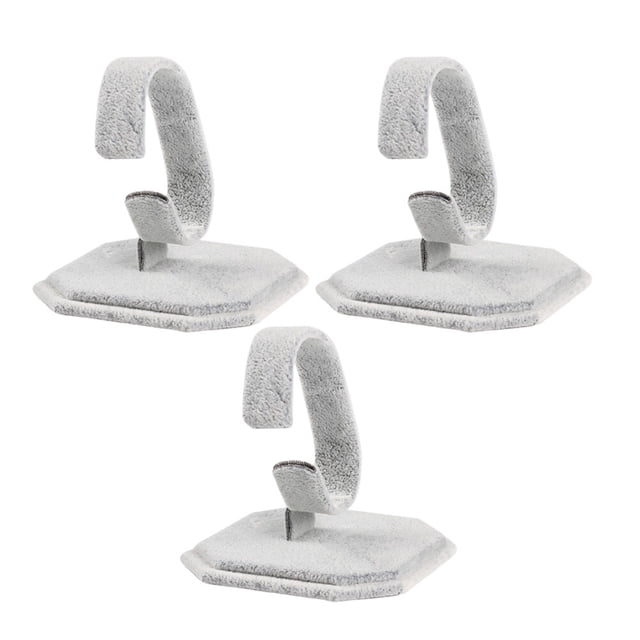 CIMAXIC 3Pcs C-Shaped Watch Display Rack Bangle Holder Bracelet Storage Rack Suede Bangle Display Stand Grey,3.35"X3.35"X3.54"