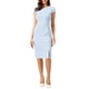 thumbnail image 1 of Vestido elegante de tweed para mujer Inspire Chic, con cuello redondo, mangas cortas, estilo vintage, ajustado, midi, talla XS, azul claro, 1 of 6