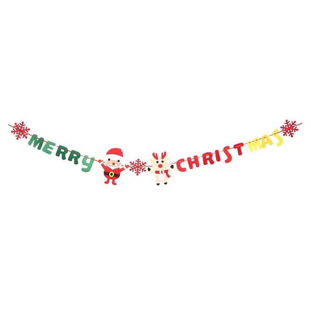 Ounissouiy Artículos de fiesta para celebraciones llenas de diversión Banderas coloridas Regalos de Navidad Artículos de tela para fiestas Kits de decoración para fiestas multicolor Alce de Papá Noel