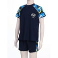 thumbnail image 2 of inhzoy Boys Short Sleeve Tops with Shorts Trunks Swimsuit Beach Bathing Suits Water Sport Rash Guard Navy Blue& Yellow 6XL, 2 of 7