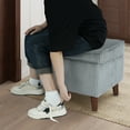 thumbnail image 3 of FAGAGA Large Storage Ottoman, Adjustable Foot Stool for Living Room, Step Stool Ottoman with Storage, Upholstered Corduroy Foot Rest for Bedroom, Dorm | Light Grey, 3 of 10