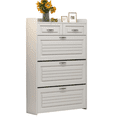 thumbnail image 6 of Tcbosik Narrow Shoe Cabinet, Hidden Shoe Rack with 2 Storage Drawers & 3 Flip Doors, Floor Shoe Organizer for Hallway, White, 6 of 6