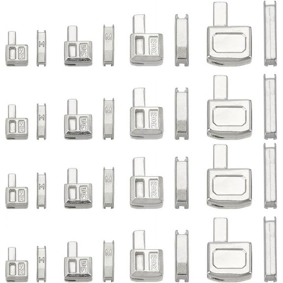 16 Sets Zipper Latch Slider Retainer #3#5#8#10 Zipper Stopper Silver Metal Insertion Pin Zipper Bottom Zipper Repair Kit for DIY Making