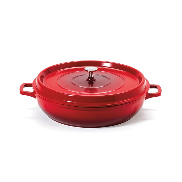 GET CA-008-R/BK/CC Poêle à Braiser en Aluminium Céramique 4 qt, Rouge