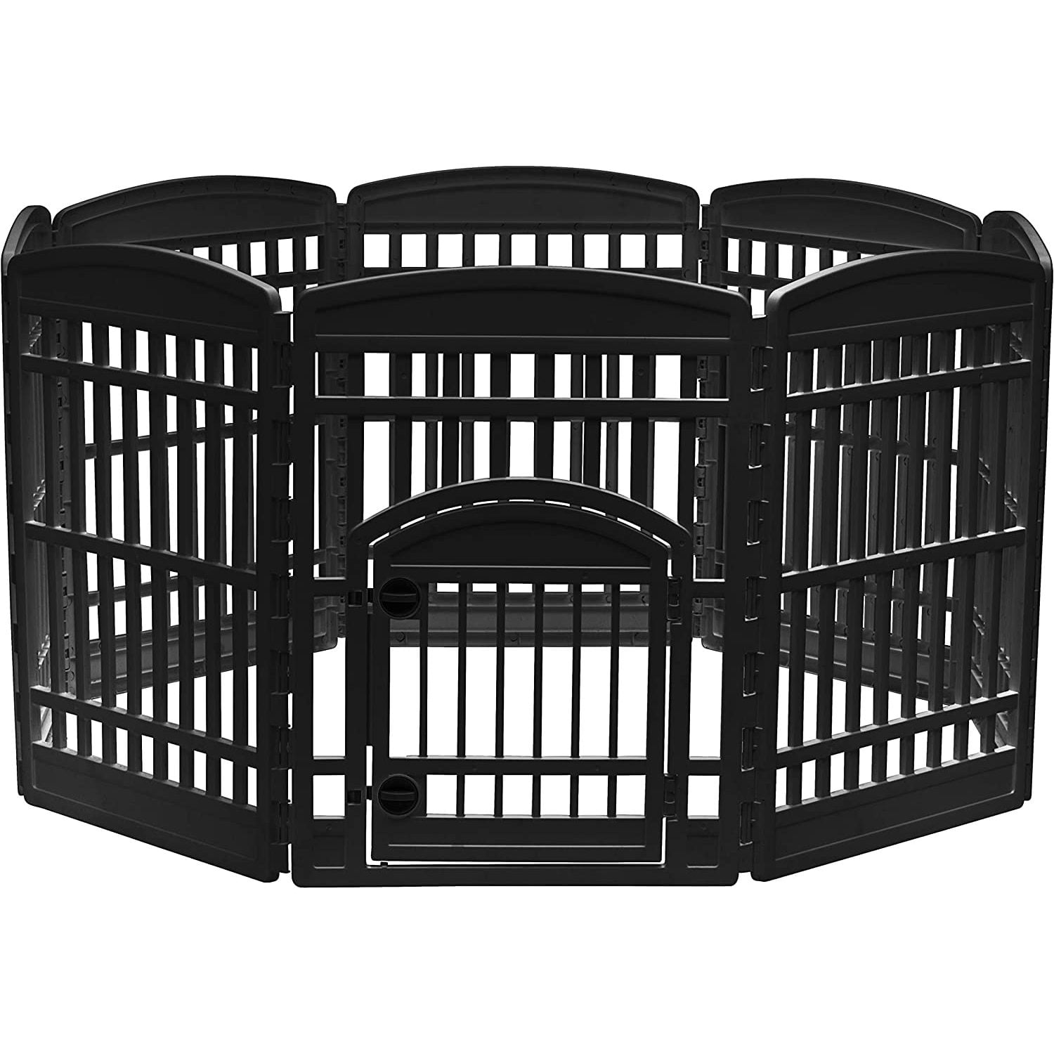 IRIS USA 34'' Exercise 8Panel Pet Playpen with Door, Black CI908E