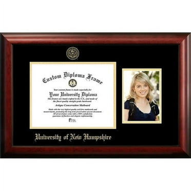 Campus Images NH998PGED-108 10 x 8 in. University of New Hampshire Gold Embossed Diploma Frame with 5 x 7 in. Portrait - Satin Mahogany