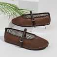 thumbnail image 4 of Lenago Mesh Ballet Flats for Women Mesh Flats Buckle Strap Mary Jane Ballerina Flats Slip On Casual Breathable Ballerina Shoes Summer Fashion Brown Size-7.5, 4 of 9