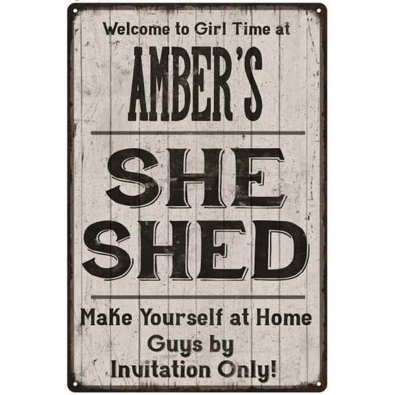 AMBER'S She Shed signGift Lady Cave Gift 8x12 Metal Sign 108120082142