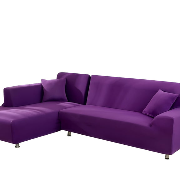 LAMIRO Solid Color Elastic Sofa Cover for L Shaped Sectional Corner Chaise Longue Sofa Stretch Couch Cover Slipcovers for Living Room