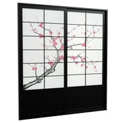 Red Lantern 7 ft. Tall Cherry Blossom Shoji Sliding Door Kit - Black