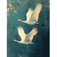 thumbnail image 1 of Qisvanset 12x16 Inch Flying White Crane Canvas Wall Art, Vintage Oil Painting Majestic Bird Blue Background Decor, 1 of 8