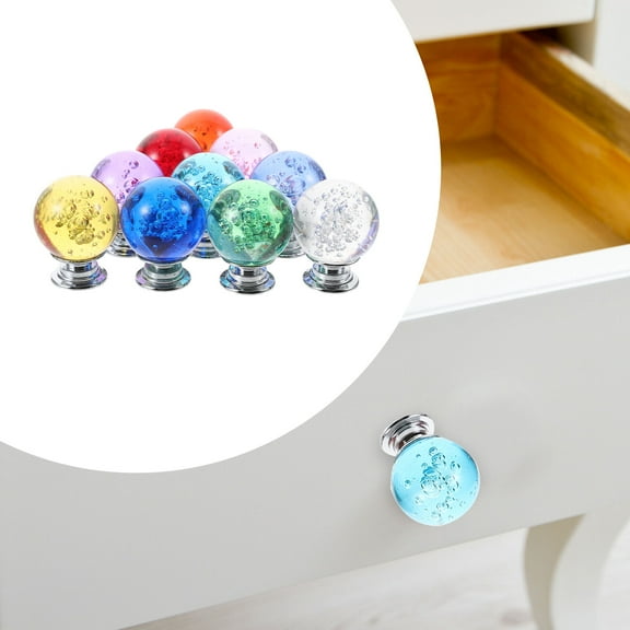 WHAMVOX  10 Pcs Crystal Handle Round Cabinet Door Knobs Cabinets Drawer Pulls Kitchen