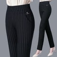 thumbnail image 1 of Pantalones de mujer de cintura alta elástica, pantalones casuales gruesos de primavera, pantalones ajustados de rayas elásticas para mujer de mediana edad, pantalones rectos, 1 of 2