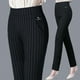 thumbnail image 1 of Pantalones de mujer de cintura alta elástica, pantalones casuales gruesos de primavera, pantalones ajustados de rayas elásticas para mujer de mediana edad, pantalones rectos, 1 of 2