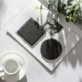 thumbnail image 3 of Slate Stone Coasters Round Black Natural Edge Stone Drink Coasters with Steel Stand for Bar and Home, 3 of 7