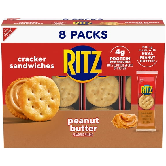 RITZ Peanut Butter Sandwich Crackers, Lunch Snacks, 1.38 oz Snack Pack