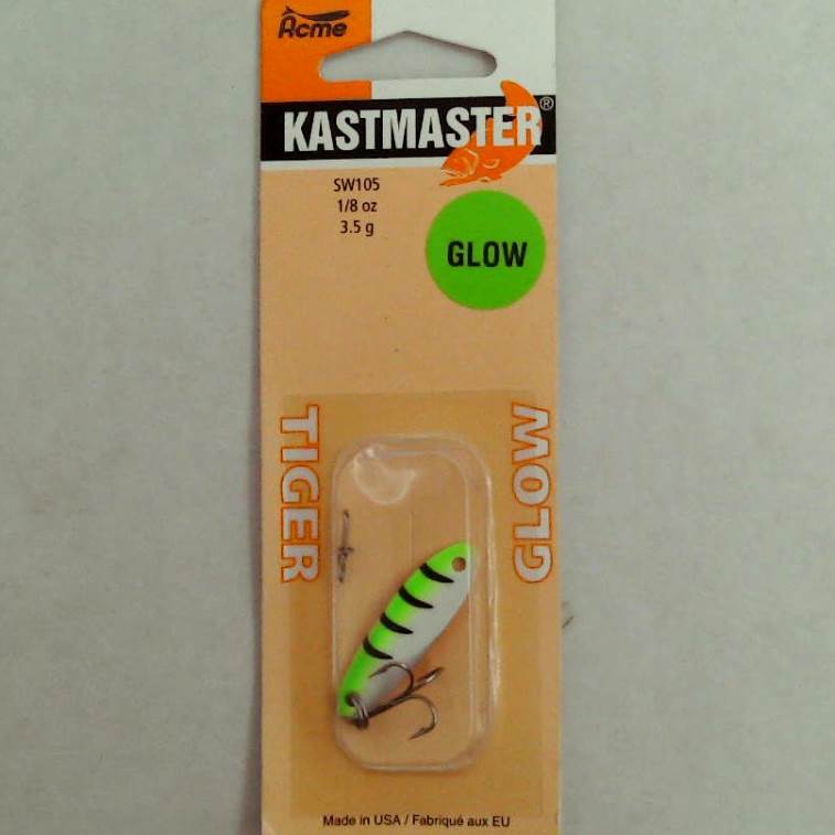 Leurres Kastmaster 1/8 Oz Chartreuse Tiger Glow - 2 Packs - Idéal Pour La Pêche Sur Glace