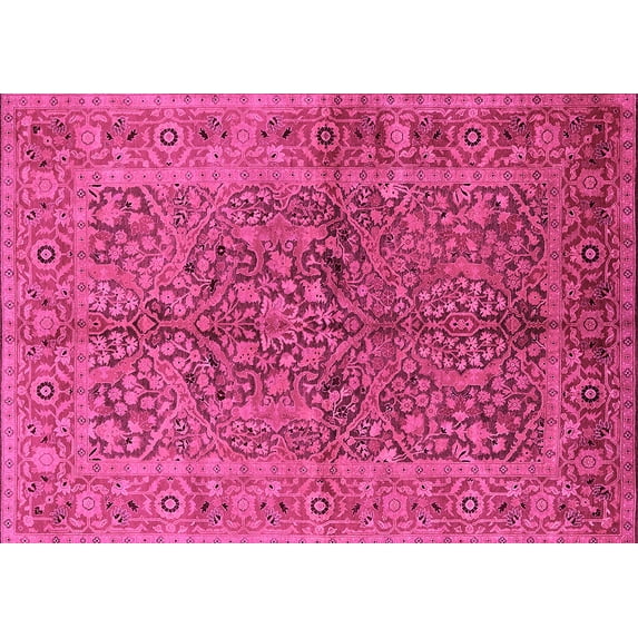 Ahgly Company Indoor Rectangle Oriental Pink Industrial Area Rugs, 5' x 7'