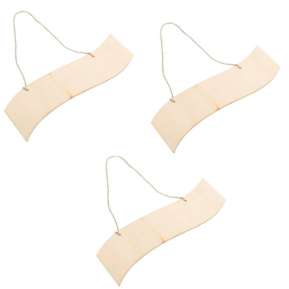 3 Pcs Unfinished Wooden Hanging Signs for Decoration Brown Plastic Craft Projects 6.3 Inches
