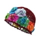 thumbnail image 4 of Gorro de crochet con flores, elegante gorro floral para viajes, citas, ropa de calle, playa y viajes. Rojo, 4 of 9
