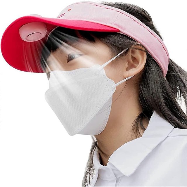 Sombrero con visera para niñas con ventilador personal sin aspas, ventilador portátil con visera y protección UV para niños de 4 a 15 años (rosa)