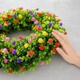 thumbnail image 6 of Bcylexb Floral Wreaths for Front Door, 13.8" Artificial Colorful Flower Door Wreath All Season Hanging Wreaths for Garden Porch Wall Window Decor, 6 of 6