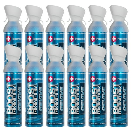 (12 pack) Boost Oxygen Portable Canned Oxygen, Peppermint, 10L