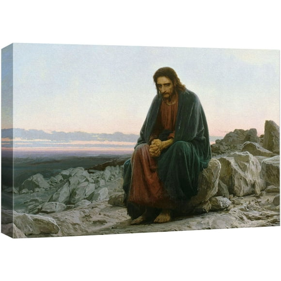 wall26 Impression sur Toile Art Mural Jésus Christ dans le Désert par Ivan Kramskoi Illustrations Historiques pour Salon, Chambre, Bureau - 16"x24 Pouces