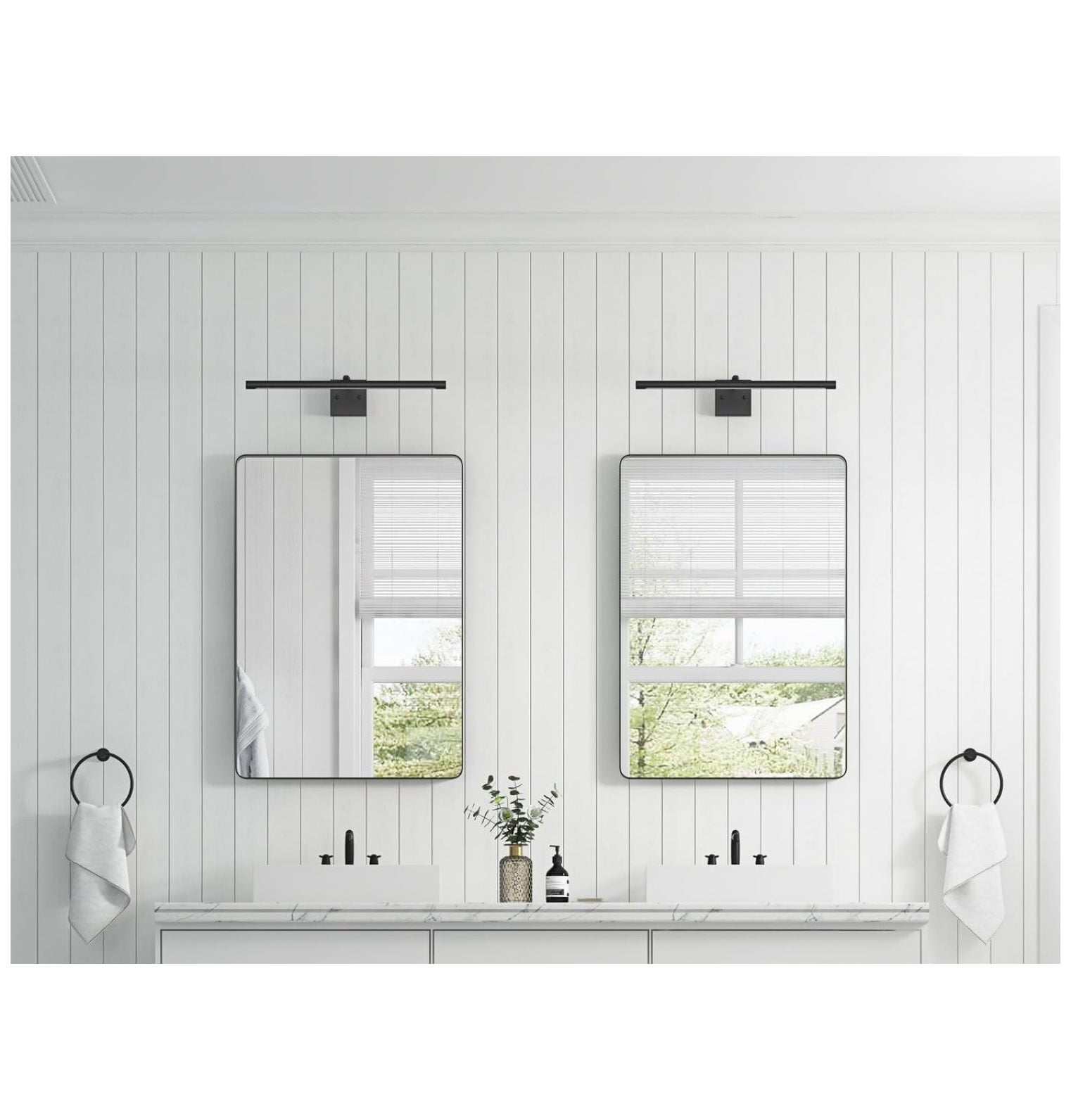 23.81" Modern LED Vanity Light Fixture, 12W Bathroom Vanity Lights, 3CCT, Dimmable, 360° Rotatable, Stretchable, Black Bathroom Lighting Fixture Over Mirror Bath Sconces