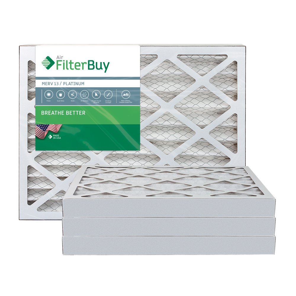 FilterBuy 20x25x2 MERV 13 Pleated AC Furnace Air Filter, (Pack of 4