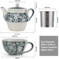 thumbnail image 5 of Taimei Teatime Tea Set for Aduts, Grey Ceramic Tea for One Set, 15 OZ Teapot with Infuser and Cup Set for Loose Leaf Tea, 5 of 6