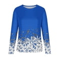 thumbnail image 5 of BLVB Christmas Shirts for Women Long Sleeve Crewneck Snowflake Graphic Tee Tops Vacation T Shirts Blouse Christmas Gifts, 5 of 6