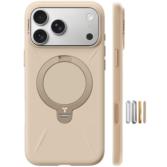 TORRAS Ostand Q3 Silicone for iPhone 17 Pro Max Case, Fit for MagSafe, 360 Spin Kickstand Holder, Soft Liquid Silicone Cozy Grip, Camera Con