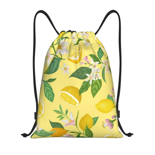 Fotbe Lemon Bolsa Mochila con Cordón Estampada, Bolsa de Gimnasio Deportiva, Bolsa Cinch, Bolsa con Cordón para Hombres y Mujeres-Medium