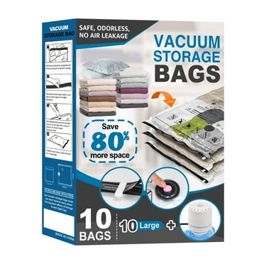 Cubepoint 10 Large Vacuum Storage Bags with Electric Pump, Double-Zip Seal Space Saver Bags for Clothes, Comforters, Blankets, Travel (24 x 32 Inch)