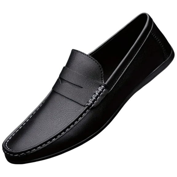 Men's Solid Colour Vintage Slip On Penny Loafer Shoes, Comfy Non Slip Durable Rubber Sole Formal Shoes for Men's Outdoor Activities