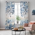 thumbnail image 4 of Blue Coastal Starfish Kitchen Curtains Window Panels, Beach Nautical Shell Eucalyptus Vintage Insulated Window Treatment Curtain, Grommet Curtains for Bedroom/Living Room/Bathroom, 2 Piece 42"Wx84"L, 4 of 8
