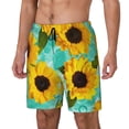 thumbnail image 1 of Balery Sunflowers With Green Leaves Bañador para hombre, shorts de playa de secado rápido con entrepierna y forro de compresión-X-Large, 1 of 6
