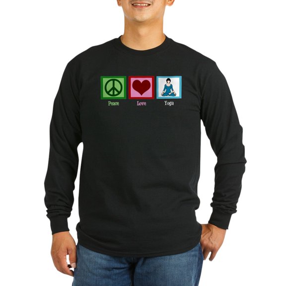 CafePress - Peace Love Yoga Men's Long Sleeve T Shirt - Long Sleeve Dark T-Shirt