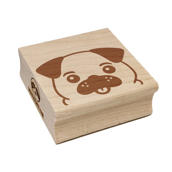 Peeking Pug Dog Square Rubber Stamp Stamping Scrapbooking Crafting - Small 1.25in