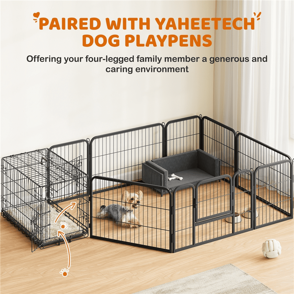 Alden Design 30 Inch Divider Dog Kennal with Slide Out Tray, Black
