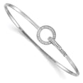 thumbnail image 4 of Sterling Silver Rhodium-plated Cubic Zirconia Circle Flexible Bangle Bracelet, 4 of 5