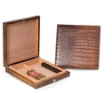 thumbnail image 1 of Bey-Berk International C408 Croco Leather 12 Cigar Humidor with Spanish Cedar Lining &amp; Humidistat - Brown, 1 of 1