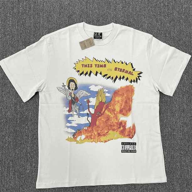 Camiseta holgada con estampado de letras de estilo americano de verano de Saintmichael para hombres y mujeres, manga corta, algodón de calle