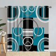 thumbnail image 3 of Teal Gray Geometric Blackout Curtains for Bedroom, White Gray Modern Abstract Plaid Circle Room Darkening Curtain Thermal Insulated Window Drapes for Living Room 53"W x 63"L (Pack of 2), 3 of 6