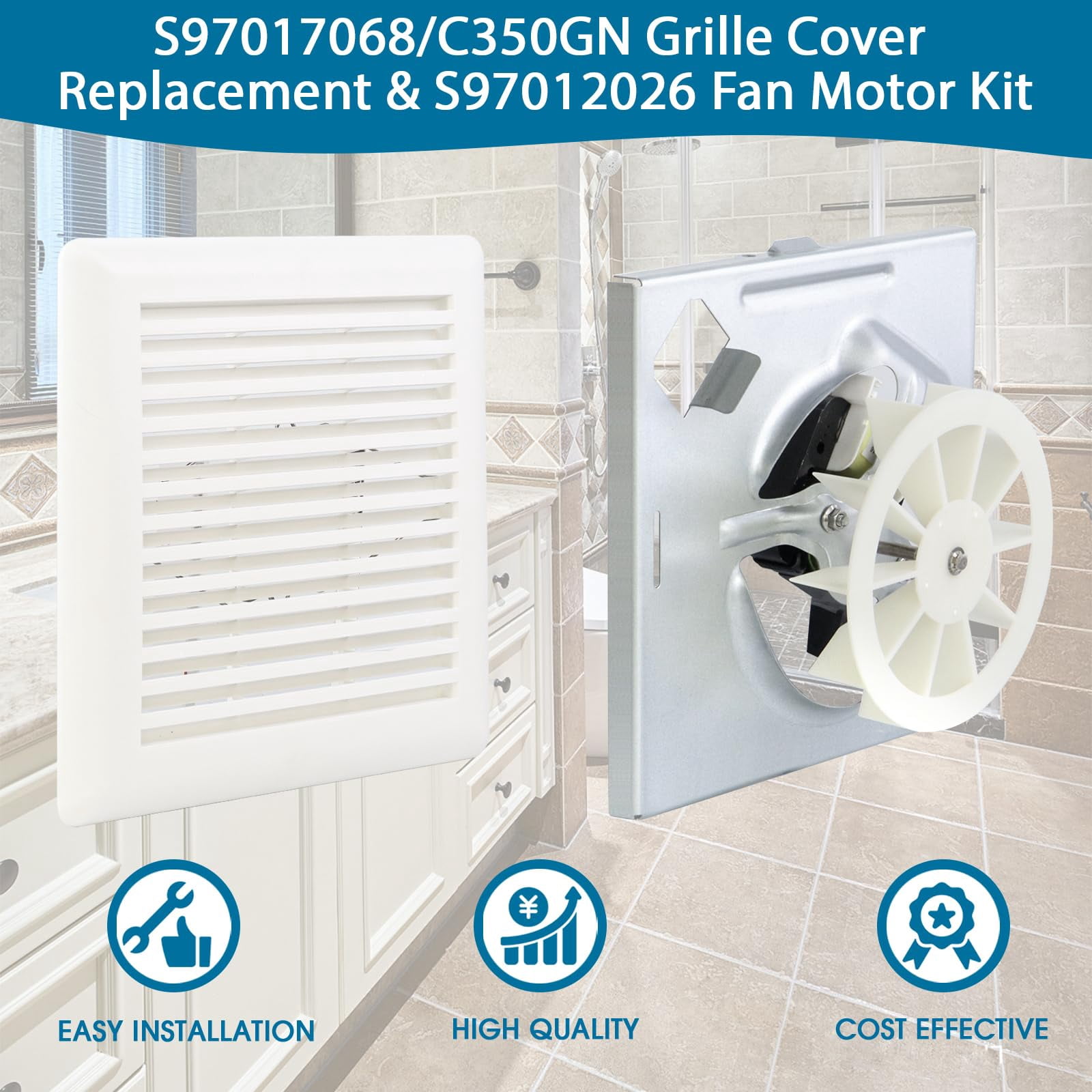 696n-r02 B Unit&replacement C350gn Grille For Broan-nutone 688 696n 670  671 689 695 696mfg 663 Bathroom Cover With Springs Nutone 695 Ventilation Fan Bath Motor Kit
