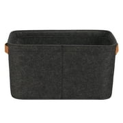 Mainstays Medium Gray Felt Decorative Storage Basket with Faux Leather Handles, 15 in x 11.02 in x 7.87 in