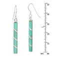 thumbnail image 4 of Classy Modern Sterling Silver Tube Simulated Green Turquoise Dangle Earrings, 4 of 5