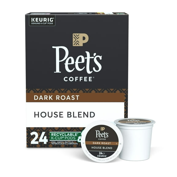 Peet's Coffee K-Cup Pods, House Blend Dark Roast (24 Count) Single Serve Pods Compatible with Keurig Brewers